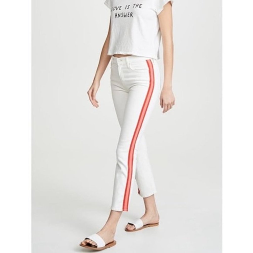 Mother The Mid Rise Dazzler Crop Whipping The Cream Pink Racer Size 24